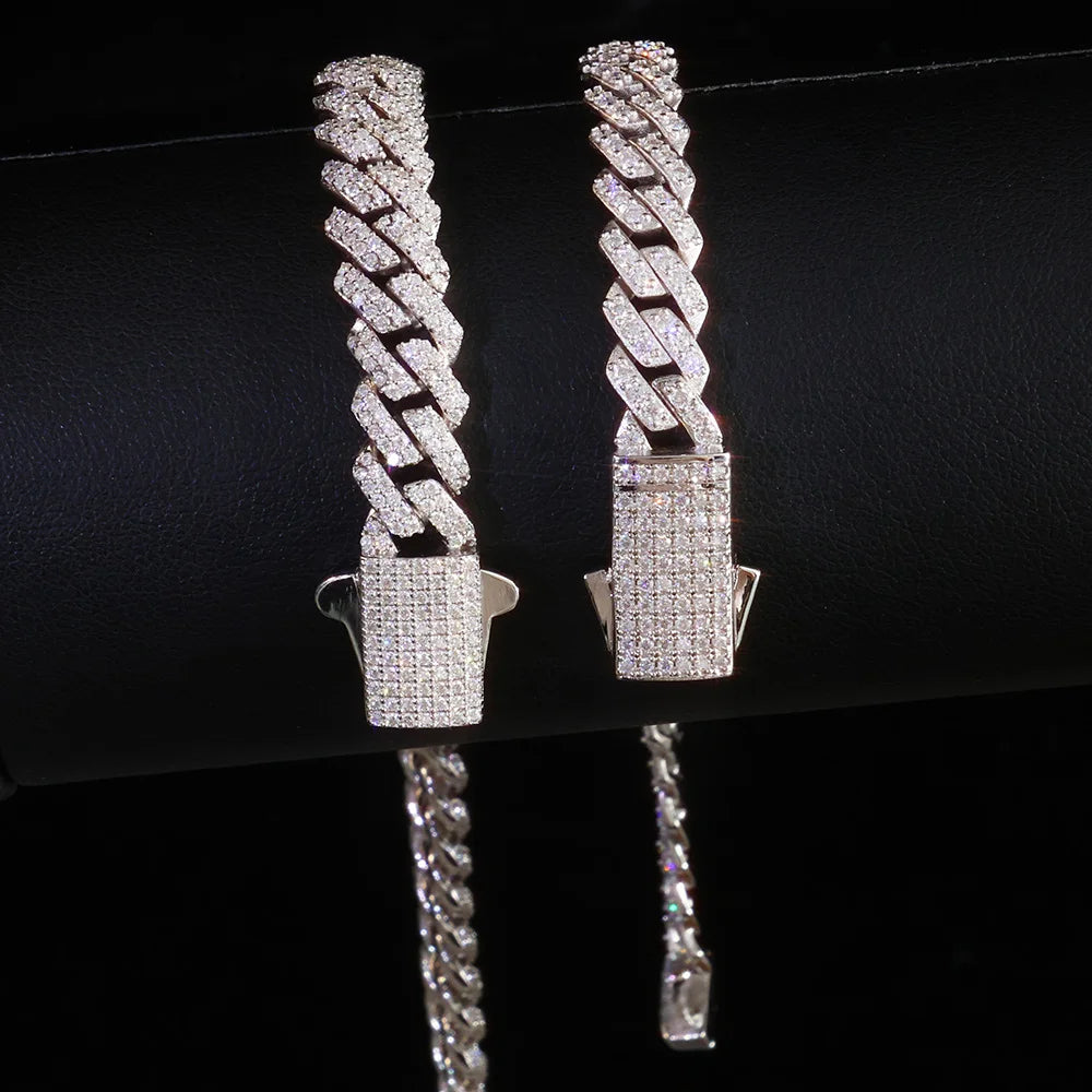 Ice Cuban Link Chain 925 Silver VVS Moissanite Necklace