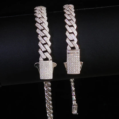 Ice Cuban Link Chain 925 Silver VVS Moissanite Necklace