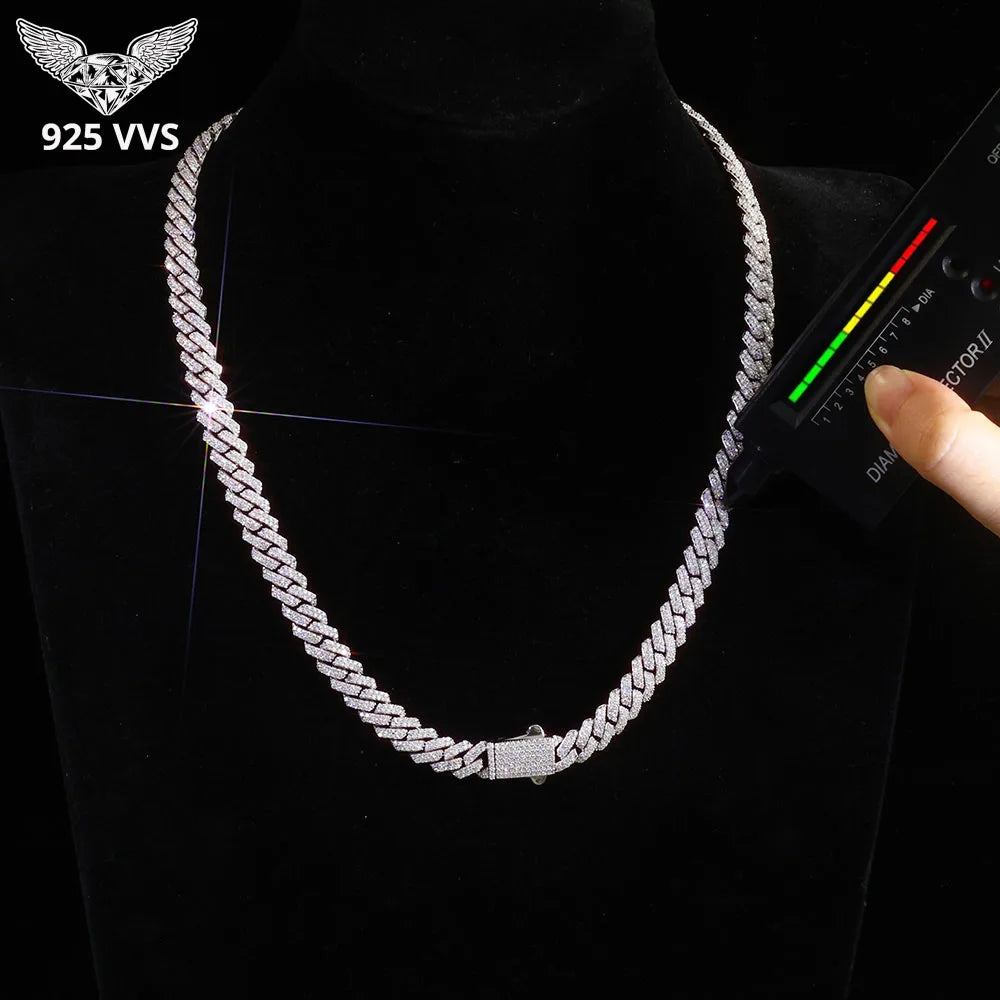 Ice Cuban Link Chain 925 Silver VVS Moissanite Necklace