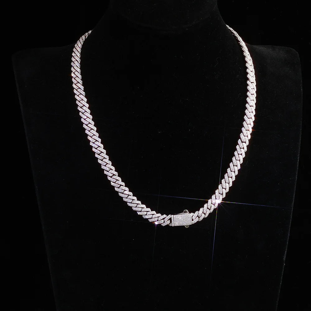 Ice Cuban Link Chain 925 Silver VVS Moissanite Necklace