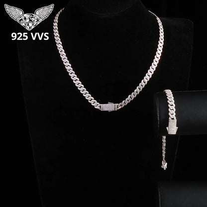 Ice Cuban Link Chain 925 Silver VVS Moissanite Necklace