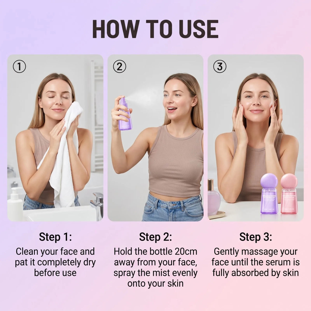 Collagen Peptide Jelly Serum Mist Smooth Dry Moisturizing Brighten Firm Fade Pore Nourishing Face Care Caviar Pdrn Essence Spray