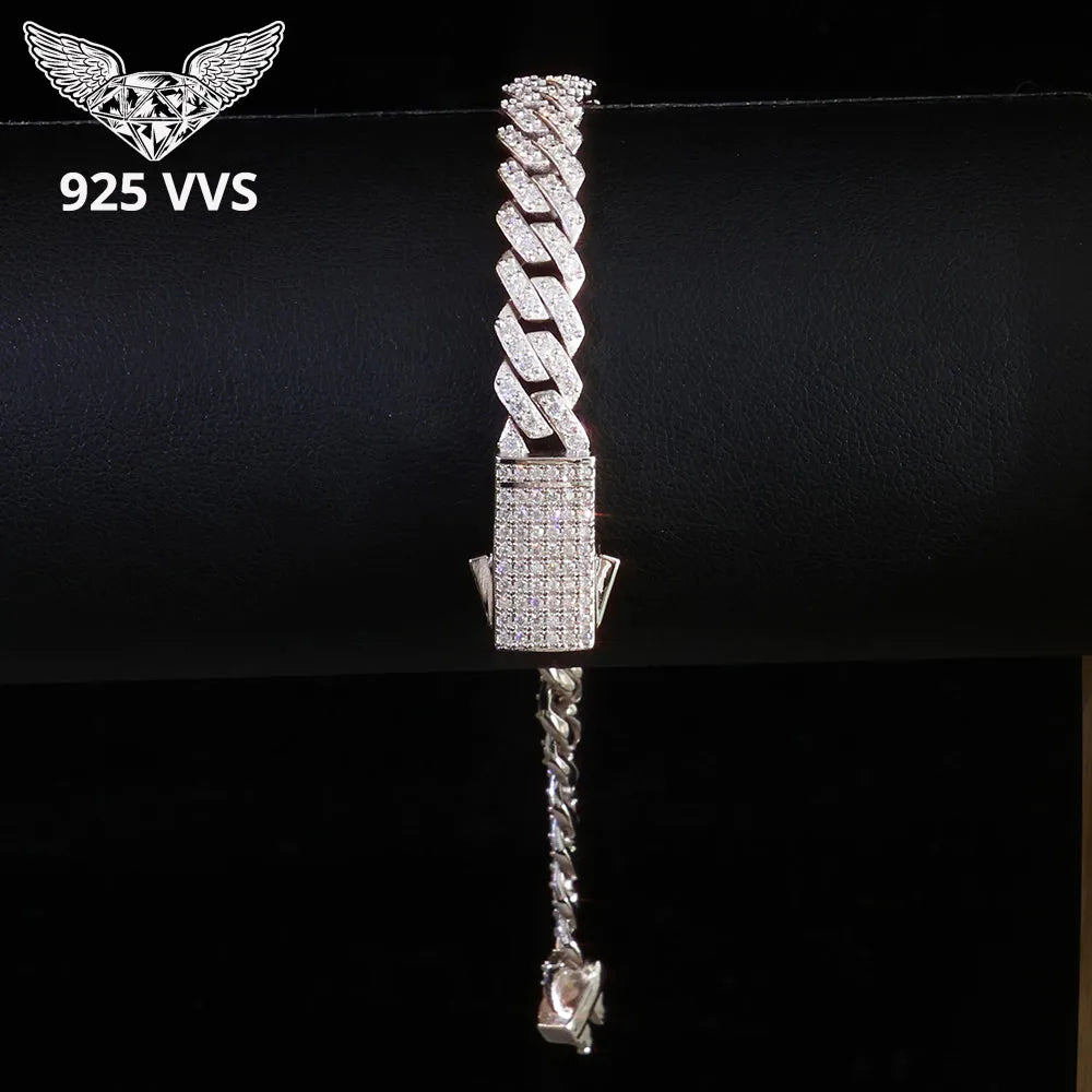 Ice Cuban Link Chain 925 Silver VVS Moissanite Necklace