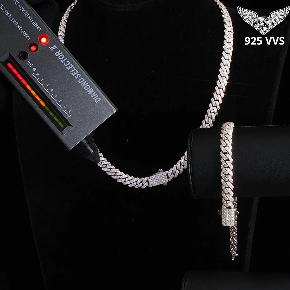 Ice Cuban Link Chain 925 Silver VVS Moissanite Necklace