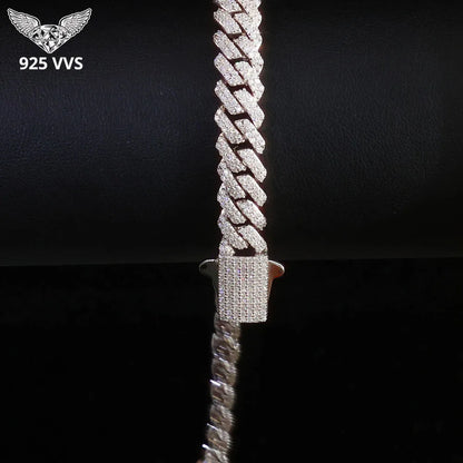 Ice Cuban Link Chain 925 Silver VVS Moissanite Necklace