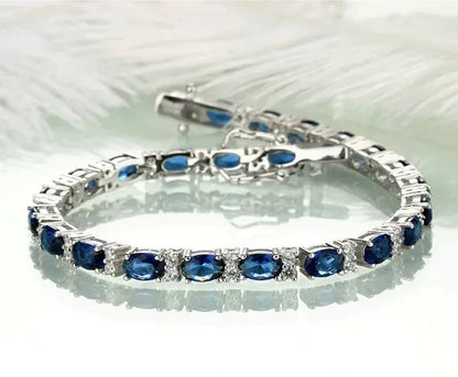 Pulsera Tennis Real de Plata 925 con Zafiros Azules