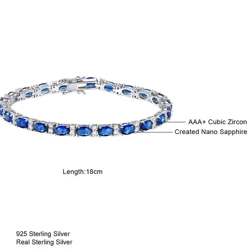 Pulsera Tennis Real de Plata 925 con Zafiros Azules